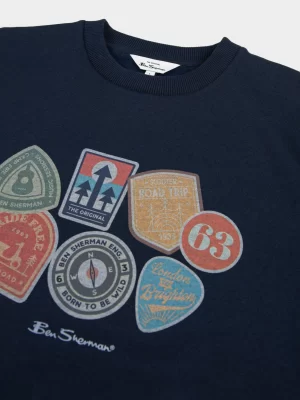 BEN SHERMAN OUTDOOR BADGES CREW FLEECE ASSORTED COLOURS